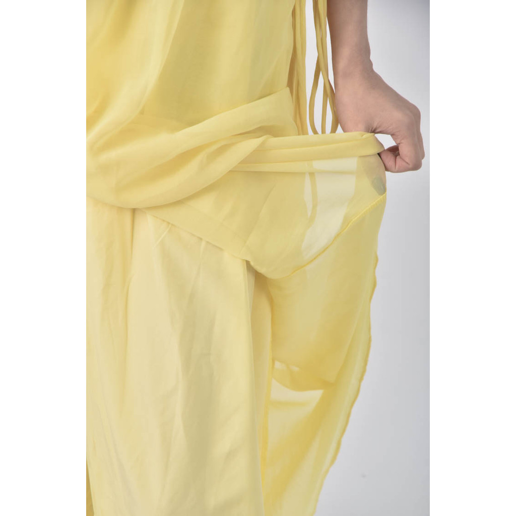 (S) 吊帶無袖黃色洋裝二手衣, , large