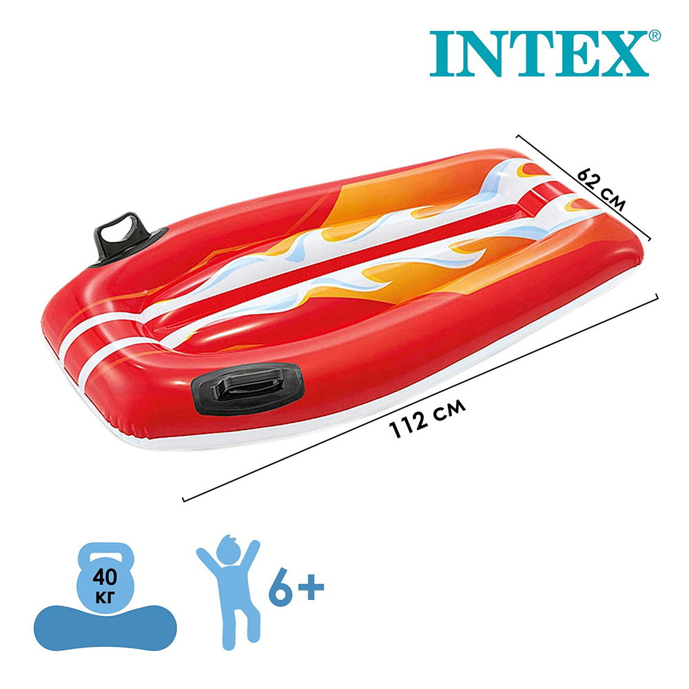 INTEX 58165 Inflatable Surfboard Float, Suitable for Lying Down Water Skiing, Swimming, and Water Play for Kids in Summer., , large