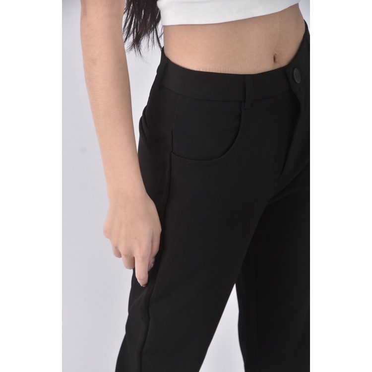 (M) yibanban高腰質感黑色長褲二手衣, , large