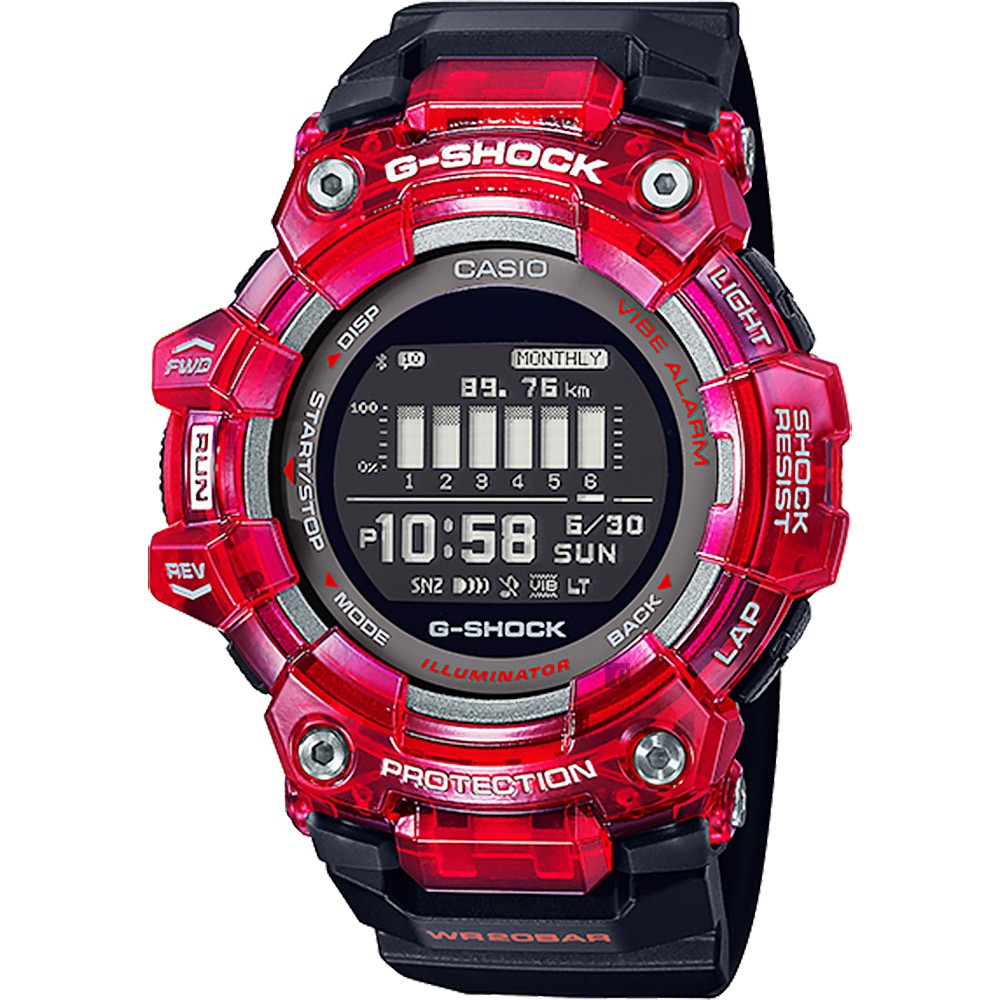 CASIO 卡西歐 G-SHOCK 多功能運動藍芽電子錶-紅 GBD-100SM-4A1, , large