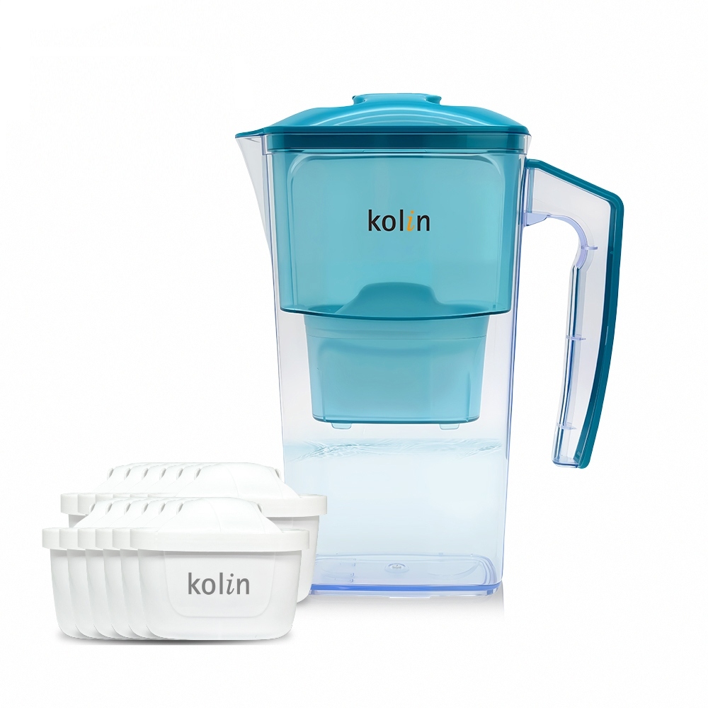 【kolin 歌林】日系窄身濾水壺2.5L+濾芯12入(共13芯/適用Brita), , large