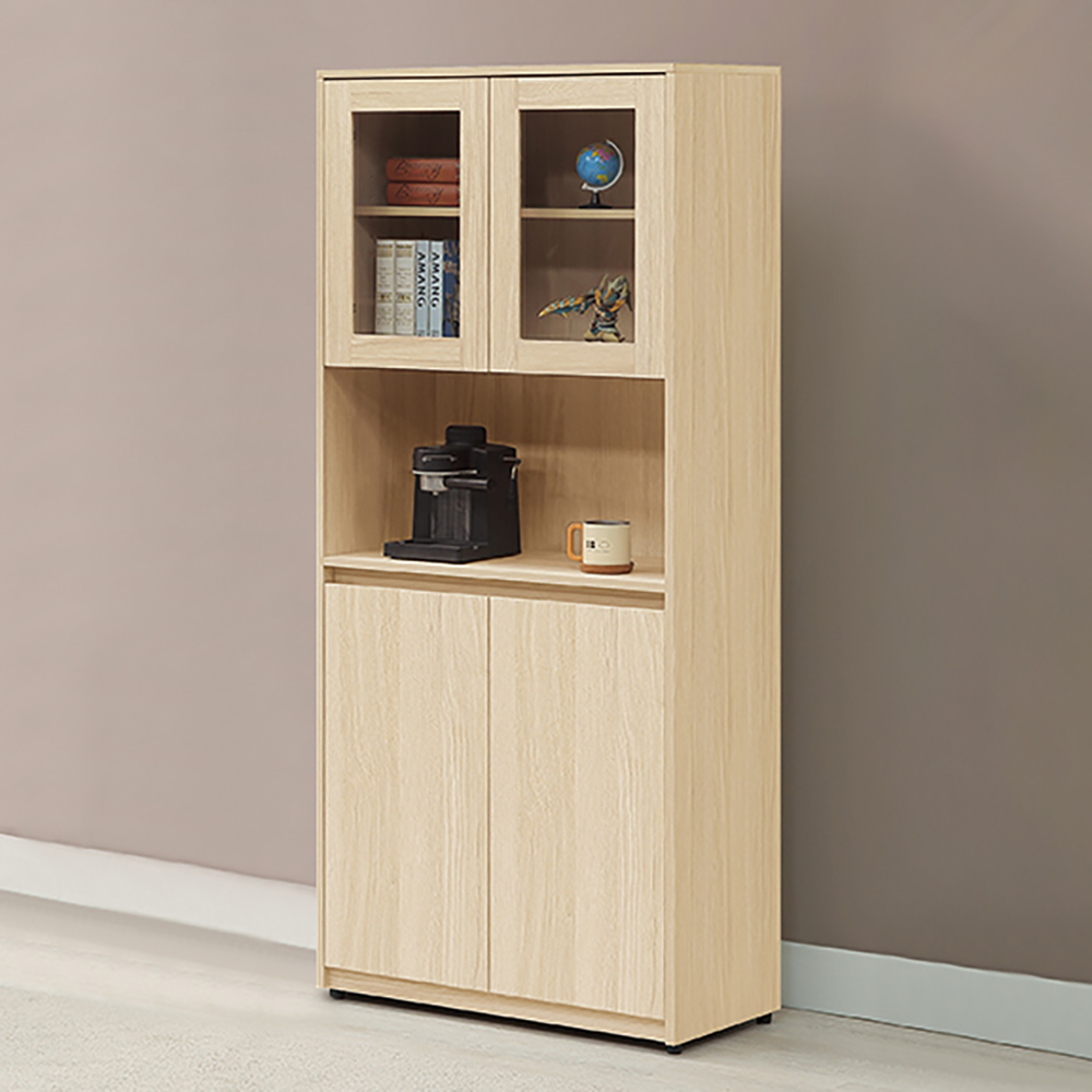 【Hampton 漢汀堡】娜朵白橡色中空四門書櫥, , large