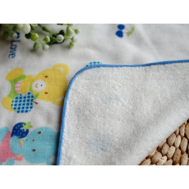 [Kaimei Cotton] 8-pack Randomly Excellent MIT Made in Taiwan Cute Half Cotton Half Gauze Small Square Towel Pure Cotton Soft Comfortable Water Absorbent, , large