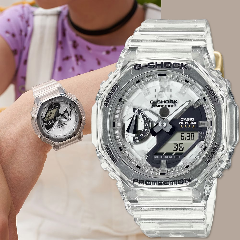 CASIO 卡西歐 G-SHOCK 40周年透明限量版透視機芯手錶 GMA-S2140RX-7A, , large