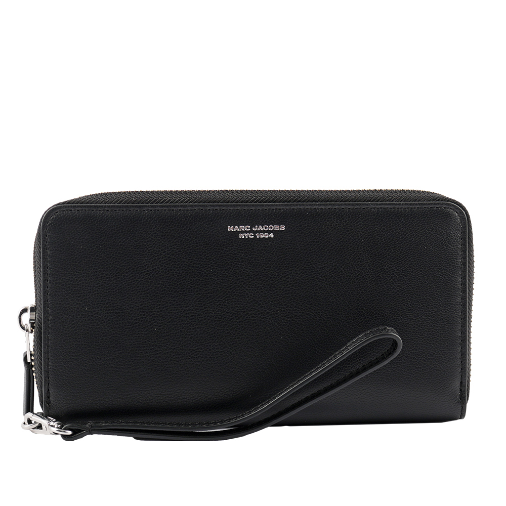 MARC JACOBS THE SLIM 84 山羊皮撞色附提把長夾/黑色, , large