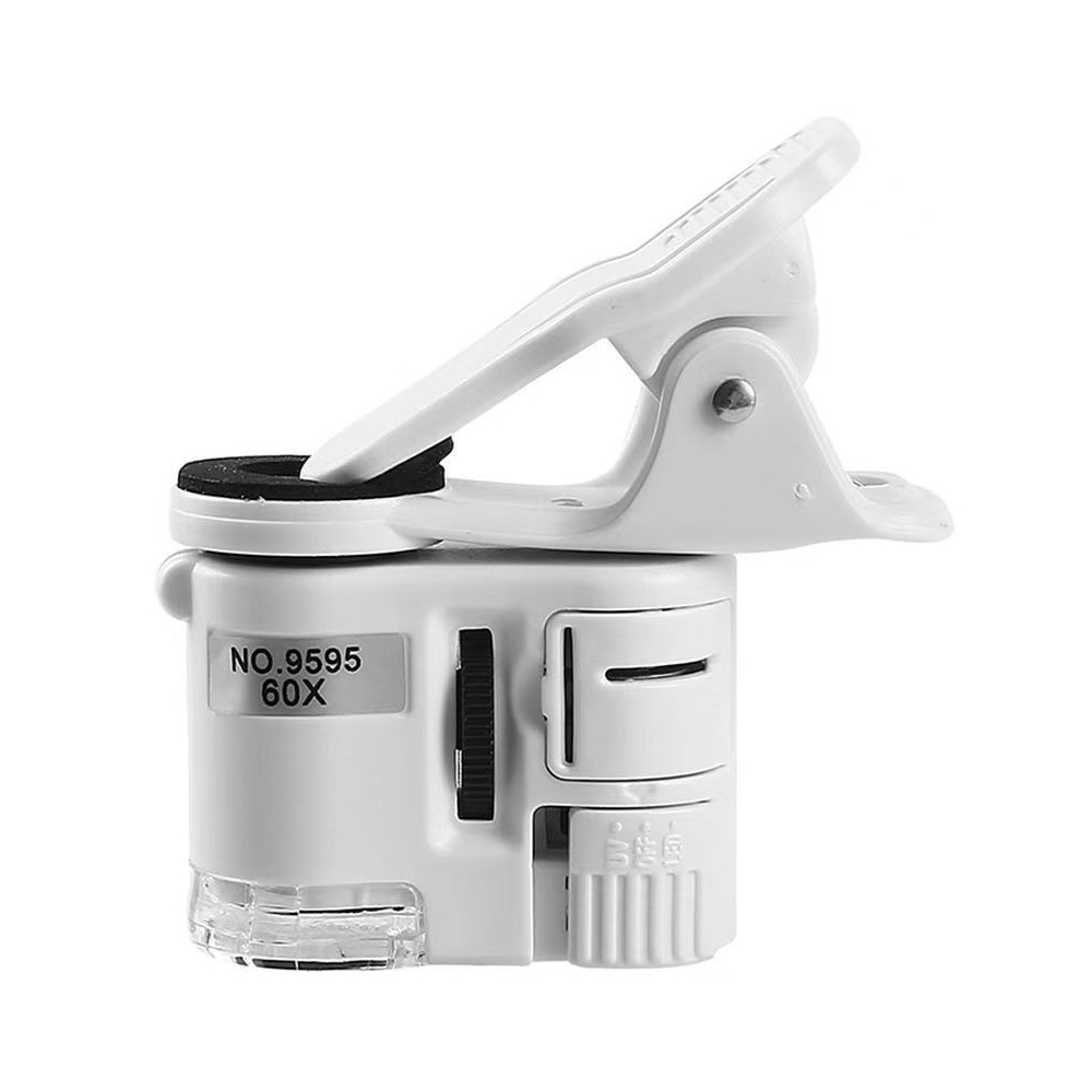 60x LED clip-on microscope, mini optical microscope, can be used to check banknotes, adjustable focus, portable., , large