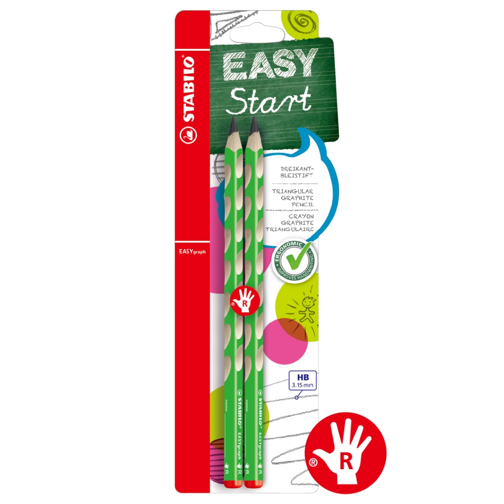 【德國天鵝STABILO】EASYgraph 人體工學思筆樂洞洞鉛筆-2支入右手HB粉紅(STB-50648-1), , large