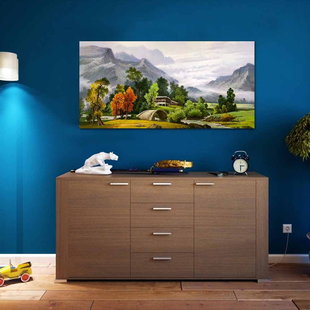 【御畫房】春山如笑 國家一級畫師手繪油畫60×120cm(VF-114), , large