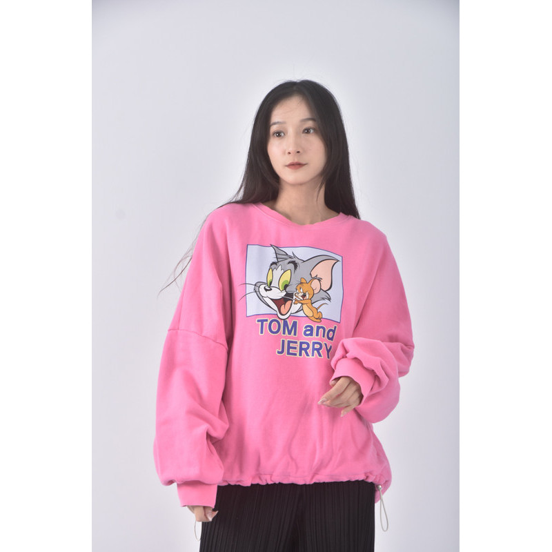 (F) tom and jerry質感圓領粉色長袖上衣二手衣