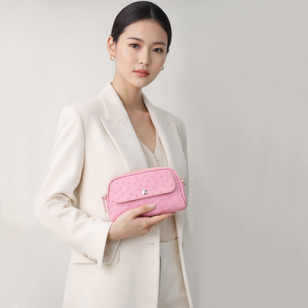 【M2nd】悠特蒂鴕鳥皮多功能斜揹包-駝(T75A), , large