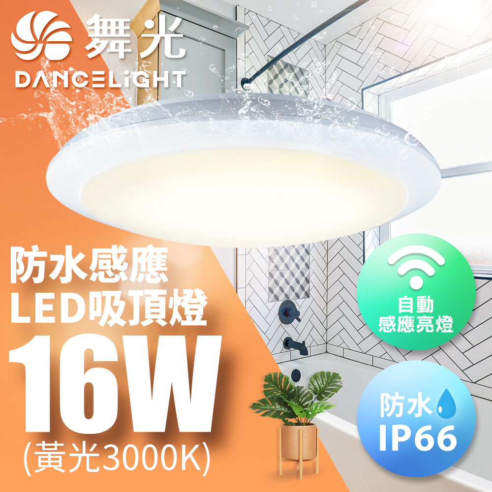 DanceLight舞光 微波感應吸頂燈 1-2坪 16W 防塵防水IP66(白光/黃光), , large