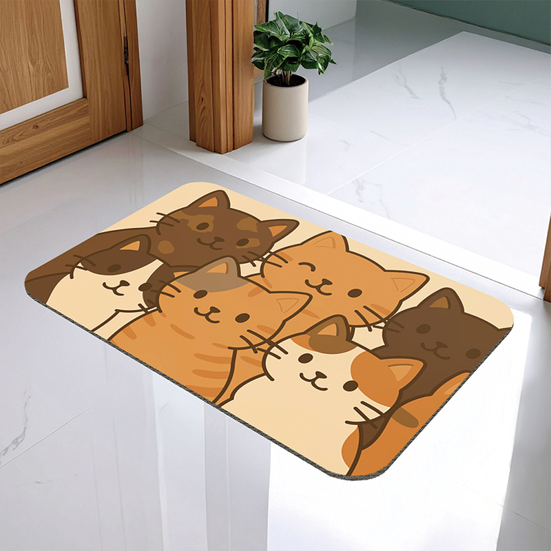 【怪獸】瑪思特 30秒瞬吸 軟式珪藻土吸水地墊 北歐動物系列 (60x40cm) -喵星小隊, , large