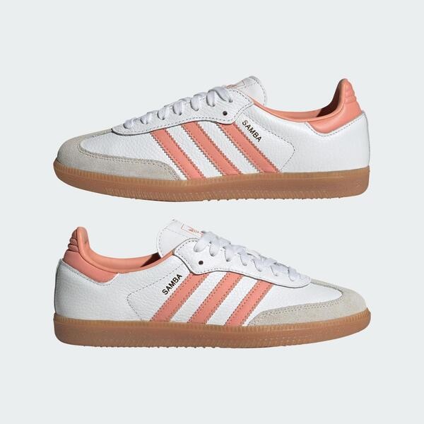 Kixpress-Adidas Samba OG W 女 運動休閒鞋 復古 德訓鞋 舒適 百搭 膠底 白 橘 [IG5932], , large