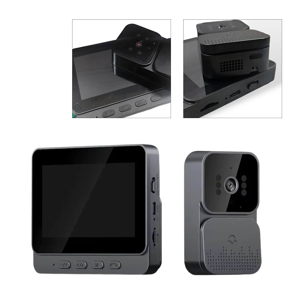 [HANLIN]-DORM10 自帶螢幕 無線視訊門鈴 充電 家用視訊 監控門禁 高清智慧貓眼 門鏡 電鈴, , large