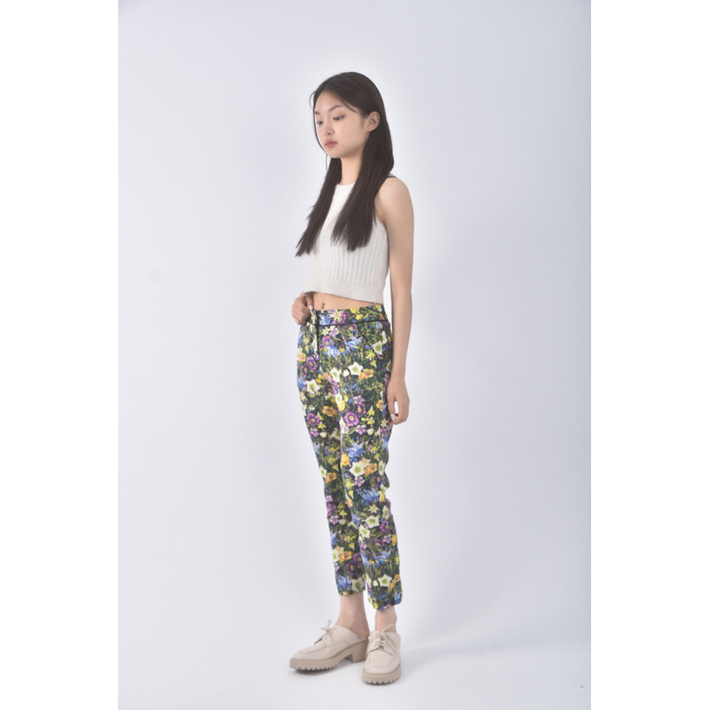 (M) 高腰植物綠色長褲二手衣, , large