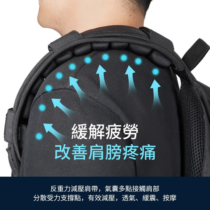 [JEMIA] JFT 減壓背帶｜雙肩後背包專用｜三排,旗艦款（有紅外線/有按壓）雙肩帶緩震墊舒適肩背, , large