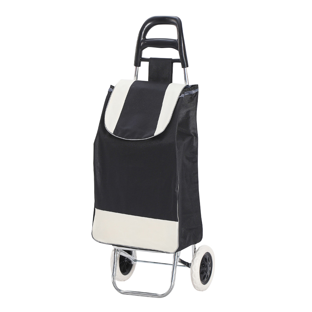 [ENNE] Lightweight foldable shopping cart with ladder/black (storage cart/shopping cart/basket cart/trolley/shopping/folding/storage/picnic/camping/detachable and washable) (S0115), 黑色, large