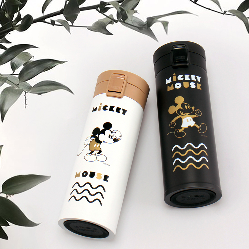 Disney Classic Mickey Mouse Ceramic Vacuum Bounce Insulated Bottle 420ml - Black