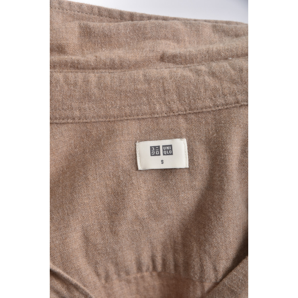 (S) uniqlo質感棉質純棉棕色長袖上衣二手衣, , large