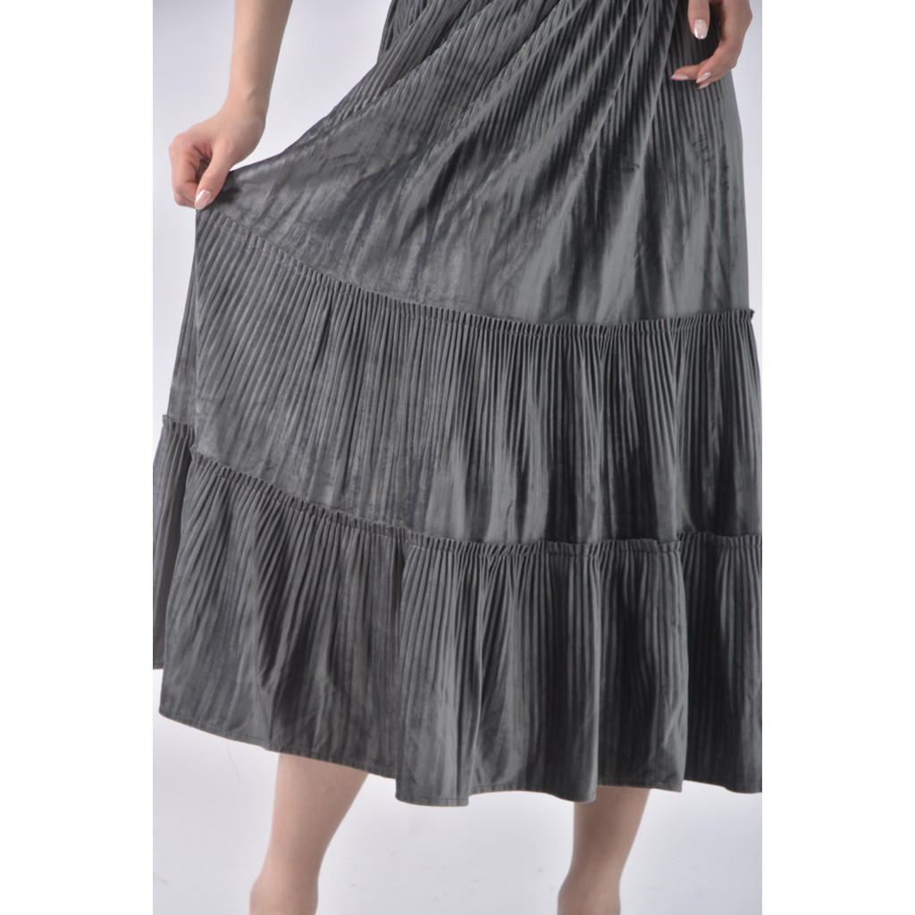 (M) 質感燈芯絨灰色長裙二手衣, , large