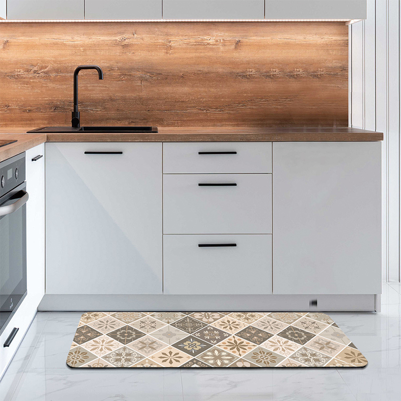 【Monster】 Soft Diatomaceous Earth Kitchen Absorbent Mat – Floral Seal Series (120x50cm) – Amber Diamond, , large