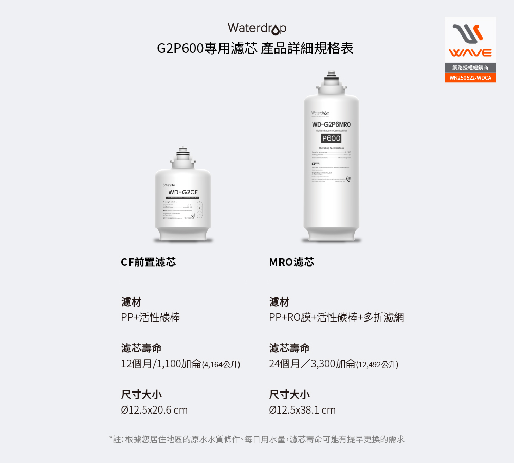 【Waterdrop】G2P600 專用濾心MRO濾芯(DIY更換), , large