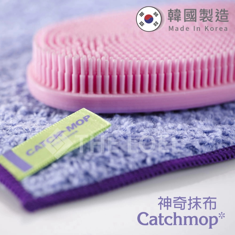 〔得來亞〕Catchmop 清潔豪華5入組 (拖把組1+海綿1+廚房1+玻璃1+送矽膠刷1  ) / 專利倒勾設計，清潔不費力, , large