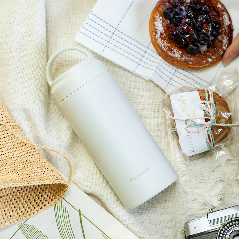 【日本孔雀Peacock】不鏽鋼 手提式City城市休閒 保冷保溫杯600ML(提把設計)-任選色, , large