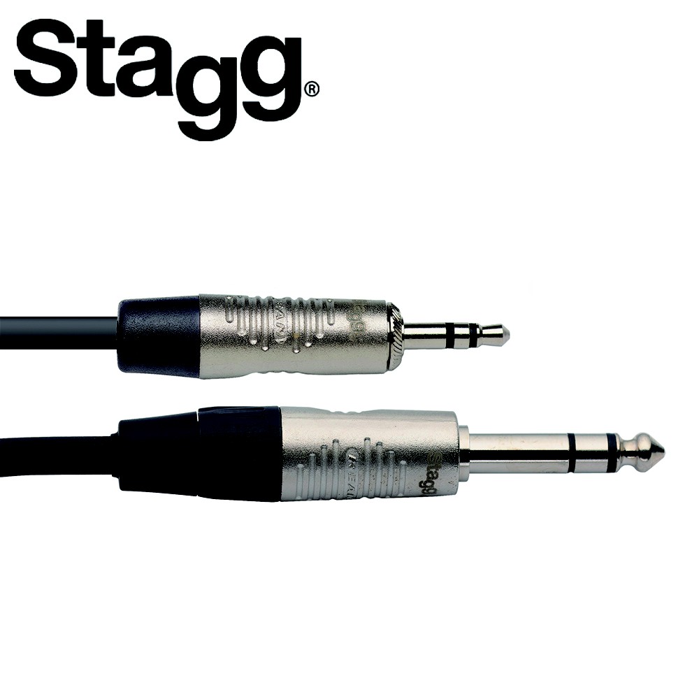 STAGG NAC2MPSPSR 3.5mm 立體聲公頭 對 6.3mm 立體聲公頭 2M音源線【敦煌樂器】, , large