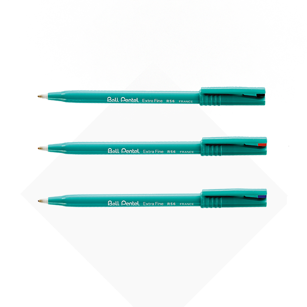【 Pentel 飛龍 】鋼珠筆 Ball Pentel 0.6mm 12支/盒 R56   -  藍