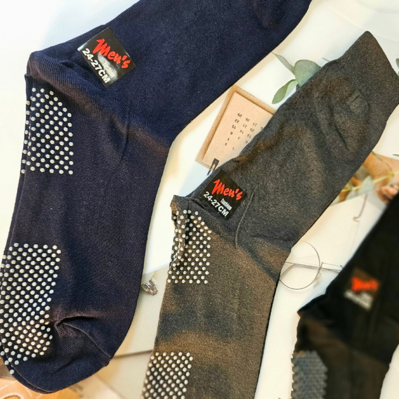 [Kaimei Cotton] 6 pairs set black MIT made in Taiwan plain non-slip mid-calf socks extra large men’s socks, , large