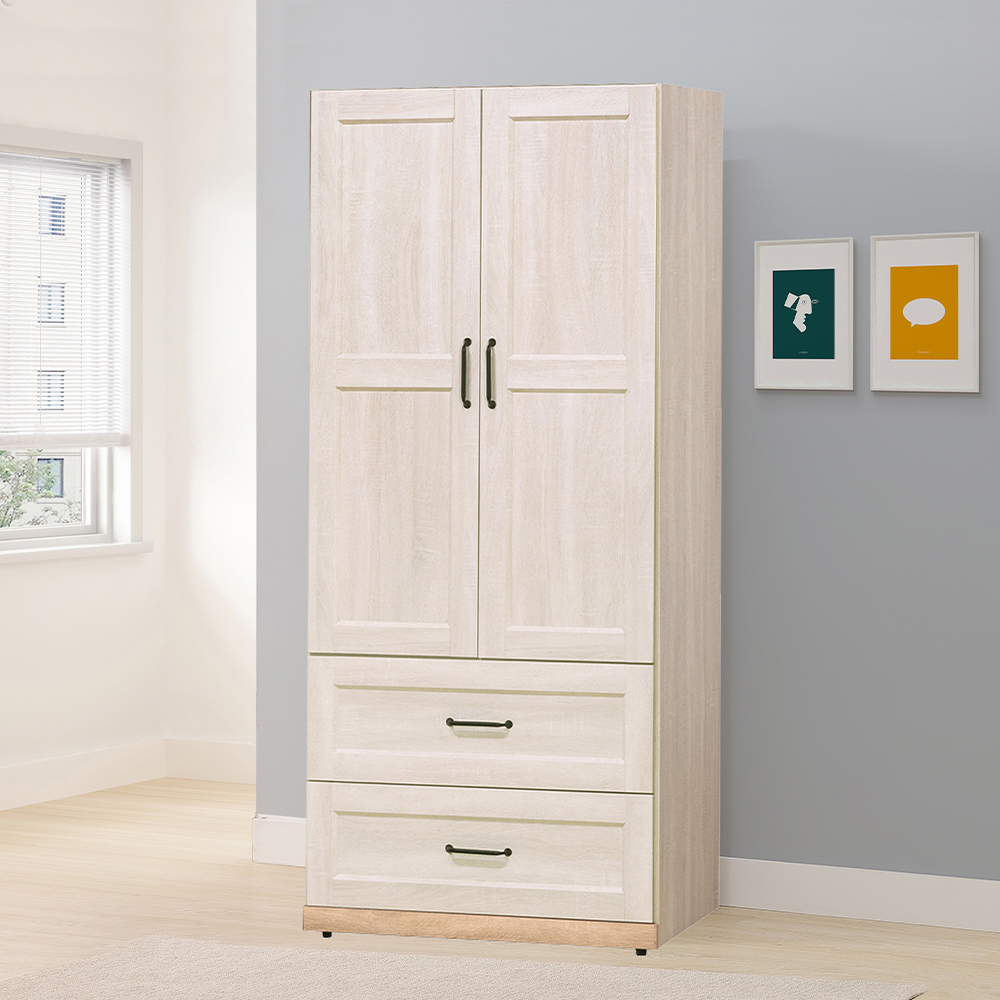 【唯熙傢俱】查理白橡色2.6尺抽屜衣櫃, , large