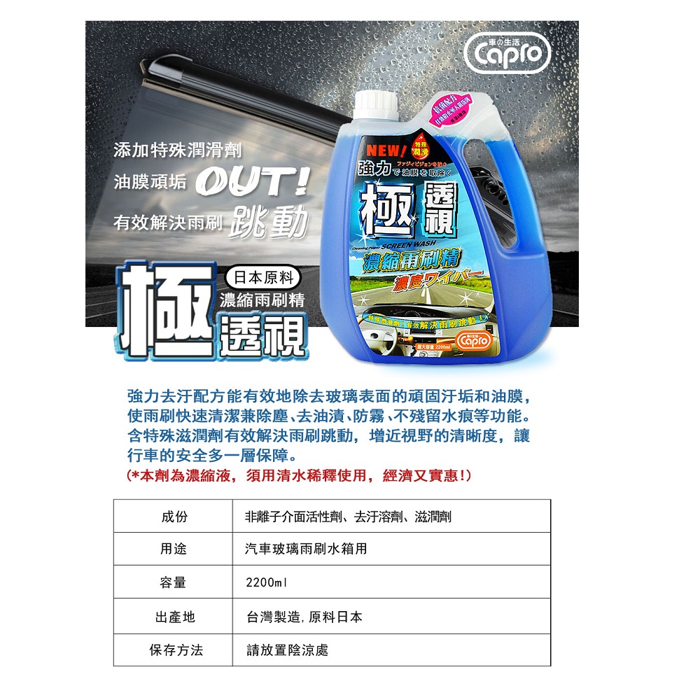 【Car Life】Capro Car Life TS-20 Ultra Clear Concentrated Windshield Washer Fluid - Box of 8 (Windshield Washer Fluid), , large