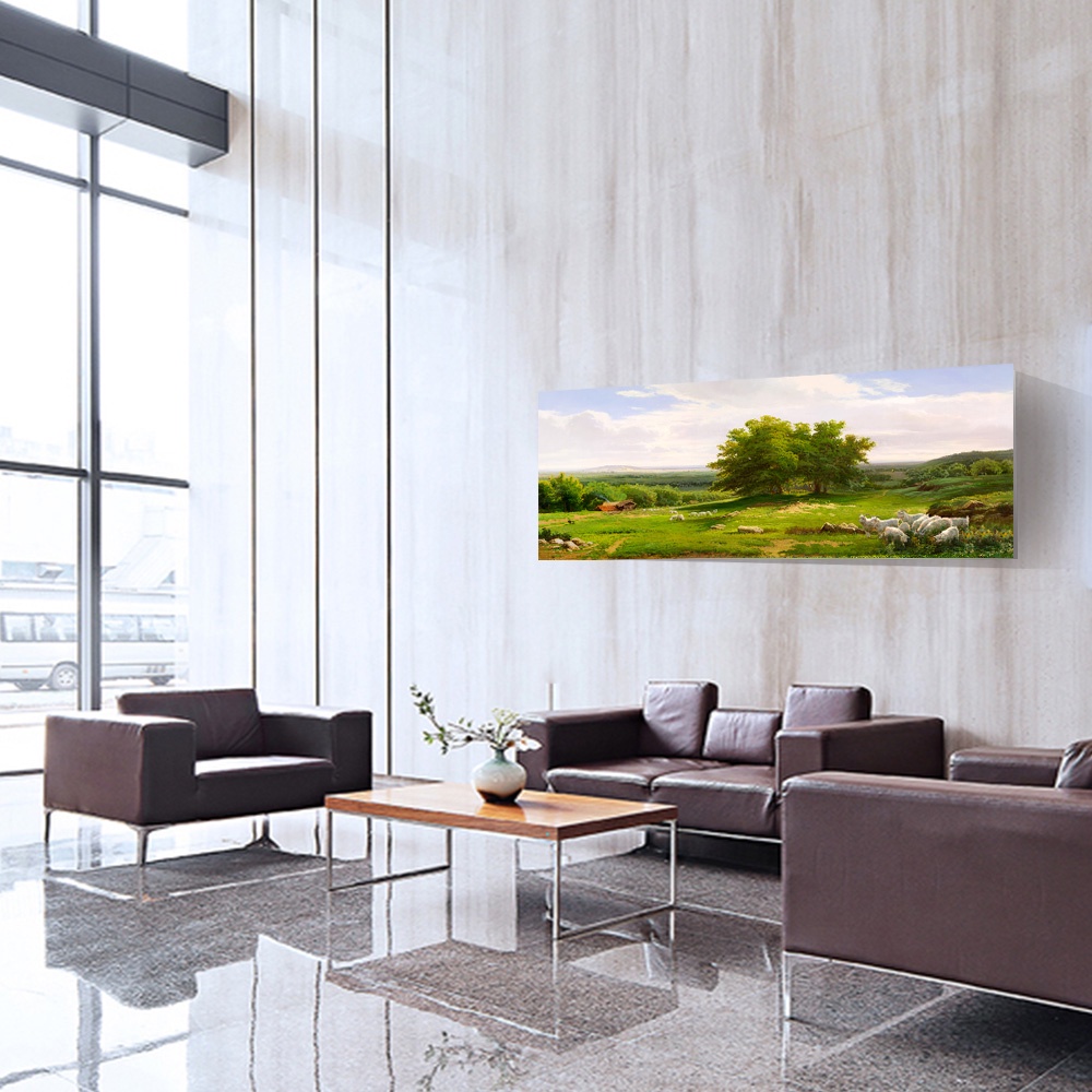 【御畫房】一碧千里 國家一級畫師手繪油畫60×120cm(VF-55), , large