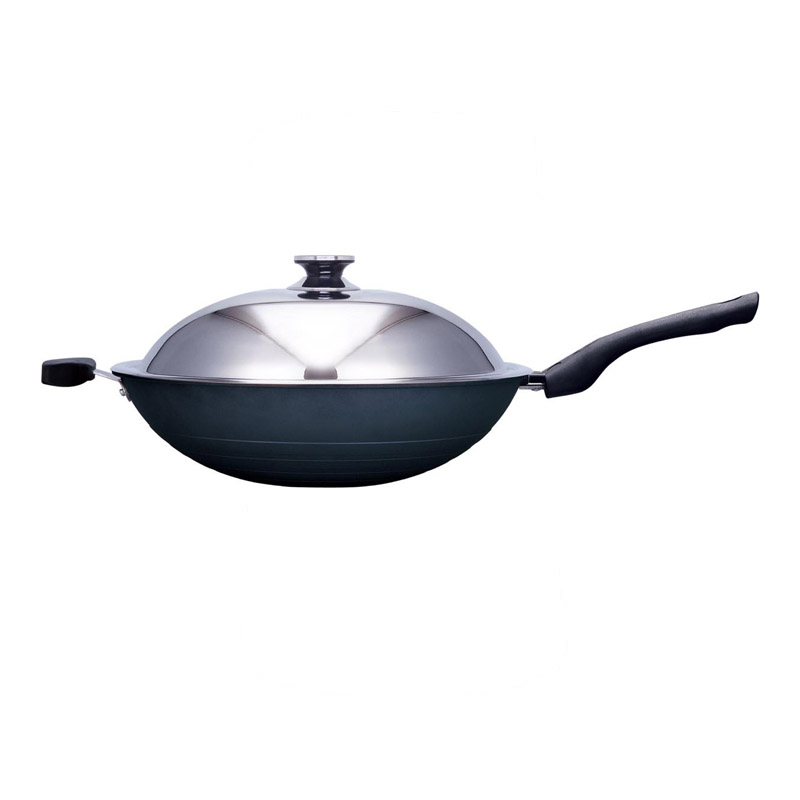 PEARL HORSE Enamel Wok with Lid – 39cm, Single Handle – JA-A-012-039, , large