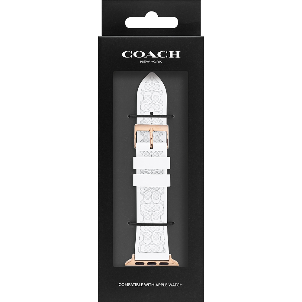 COACH Apple Watch 錶帶 38/40mm 適用 矽膠錶帶- 白色x玫瑰金(不含手錶), , large