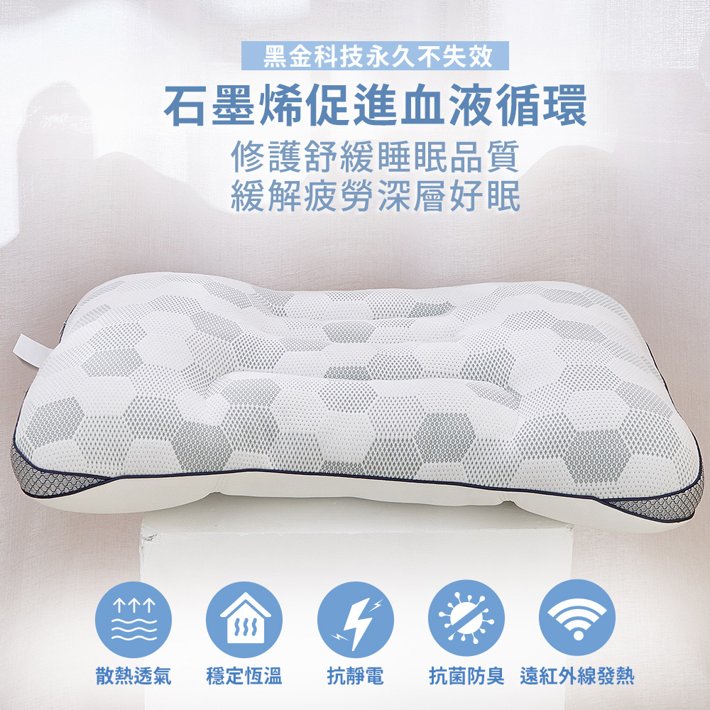 【Galatea 葛拉蒂】量子超導石墨烯乳膠枕2入 送涼感枕頭套2入, , large