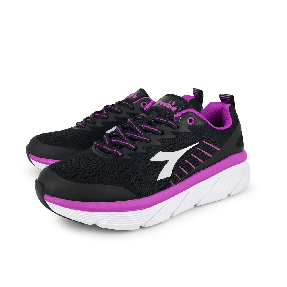 DIADORA迪亞多那 專業避震慢跑女鞋 女運動鞋 慢跑鞋 Q彈 緩震 厚底 透氣 減壓 彈力 棉鞋墊 止滑 黑紫 藍, , large