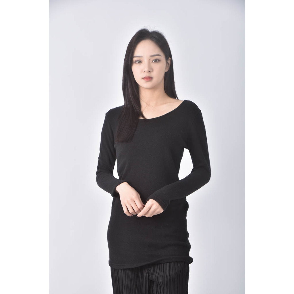 (S) 【又又私服】alice fashion shop質感圓領黑色長袖上衣二手衣