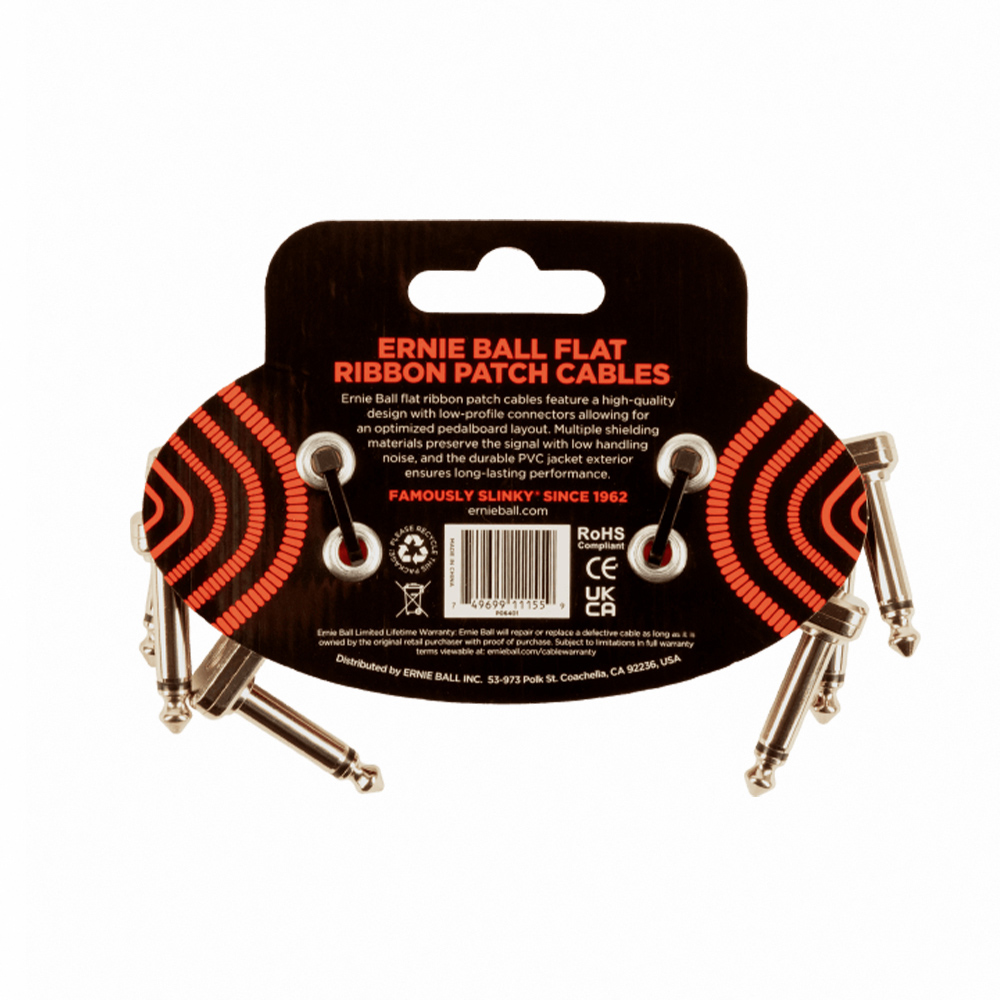 ERNIE BALL 3' Cable 3Pcs 短導線一組三條 7.62公分 紅色款【敦煌樂器】, , large
