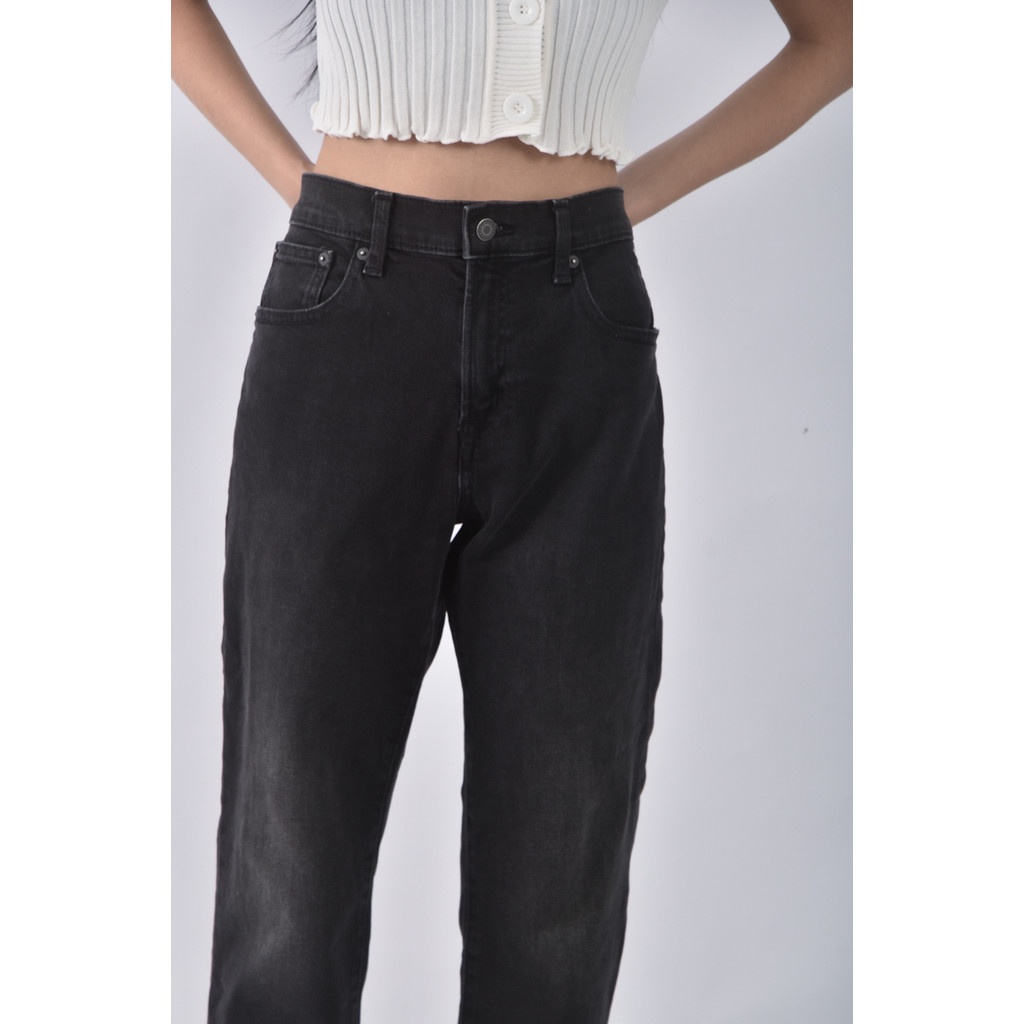 (M) gap丹寧牛仔棉質黑色長褲二手衣, , large