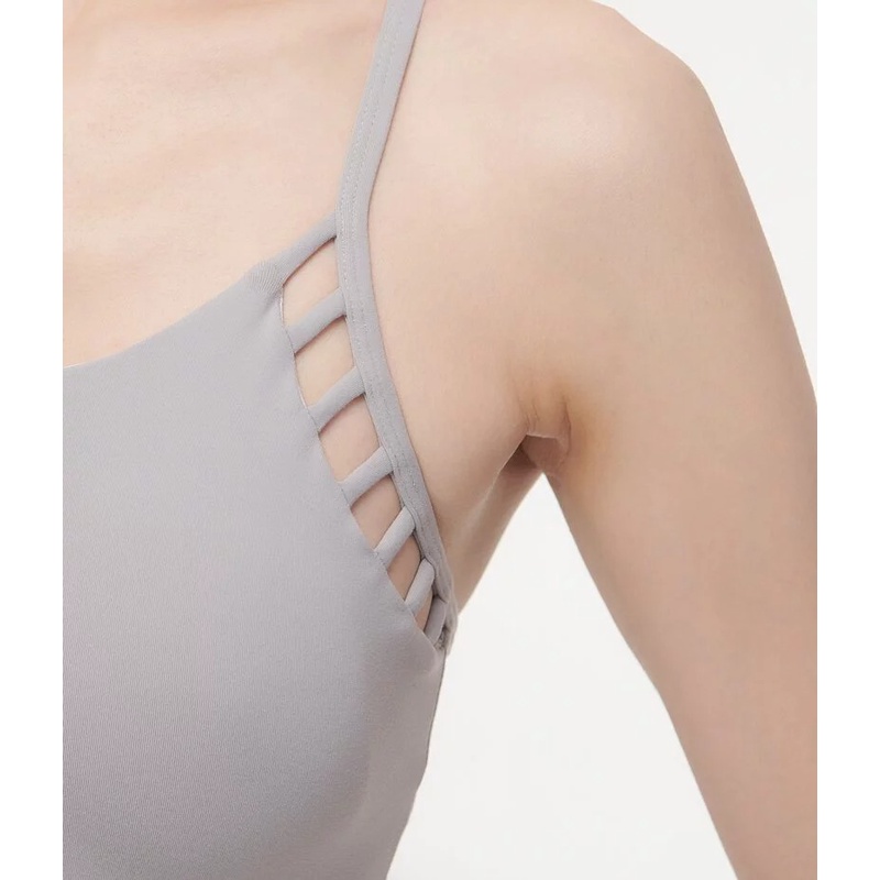 YOGA FLOW Barbie Tank - 細肩帶側邊簍空長版上衣 - 瑪瑙灰 Dove Grey, , large