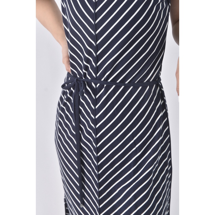 (S) nautica質感棉質條紋藍色綁帶洋裝二手衣, , large