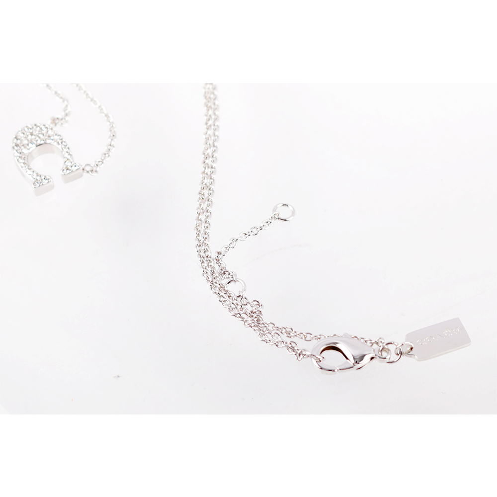 COACH C Logo水鑽項鍊/銀色, , large