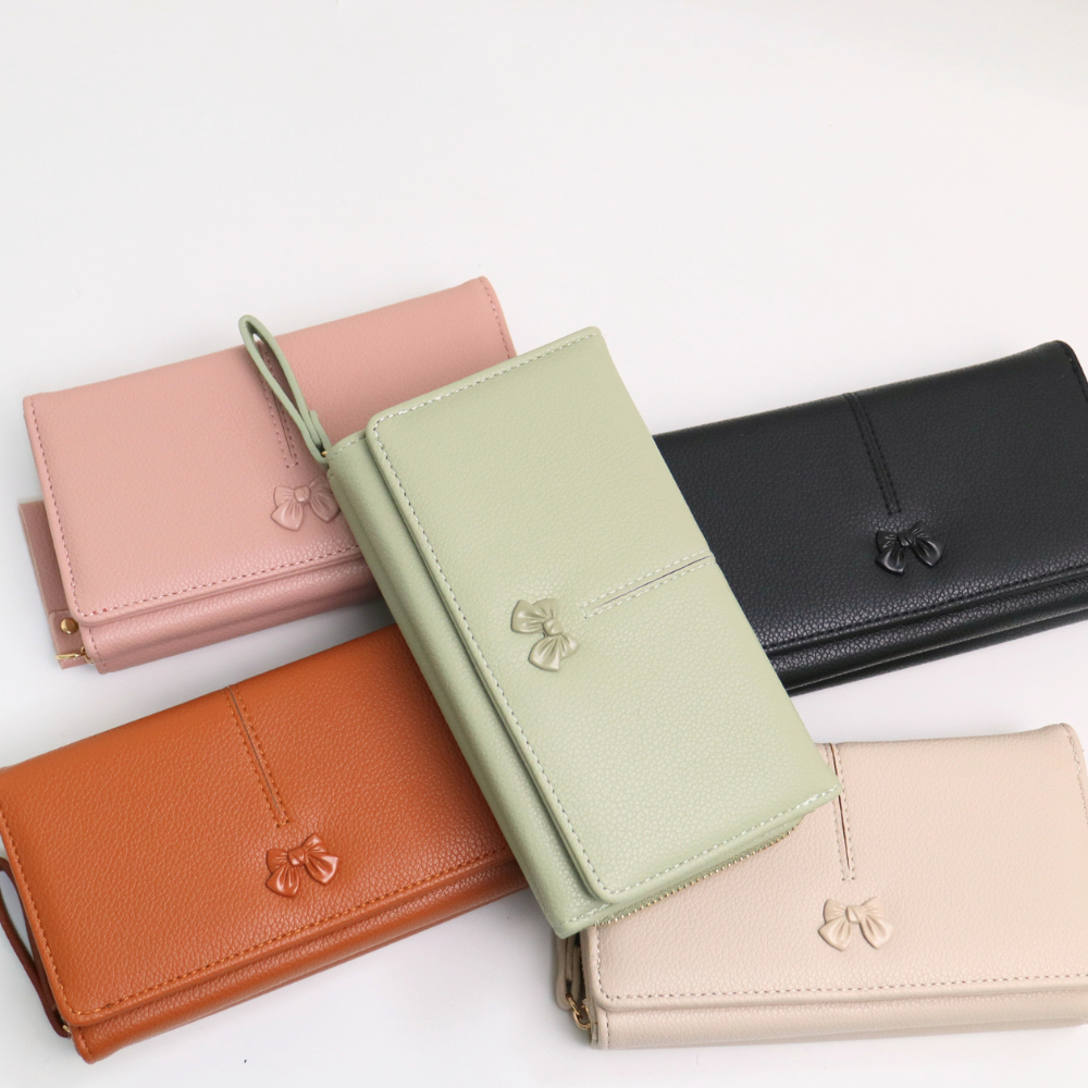 Ribboné 柔霧翻蓋零錢長夾-奶茶色  女夾 人氣女用皮夾 情人節禮物, , large