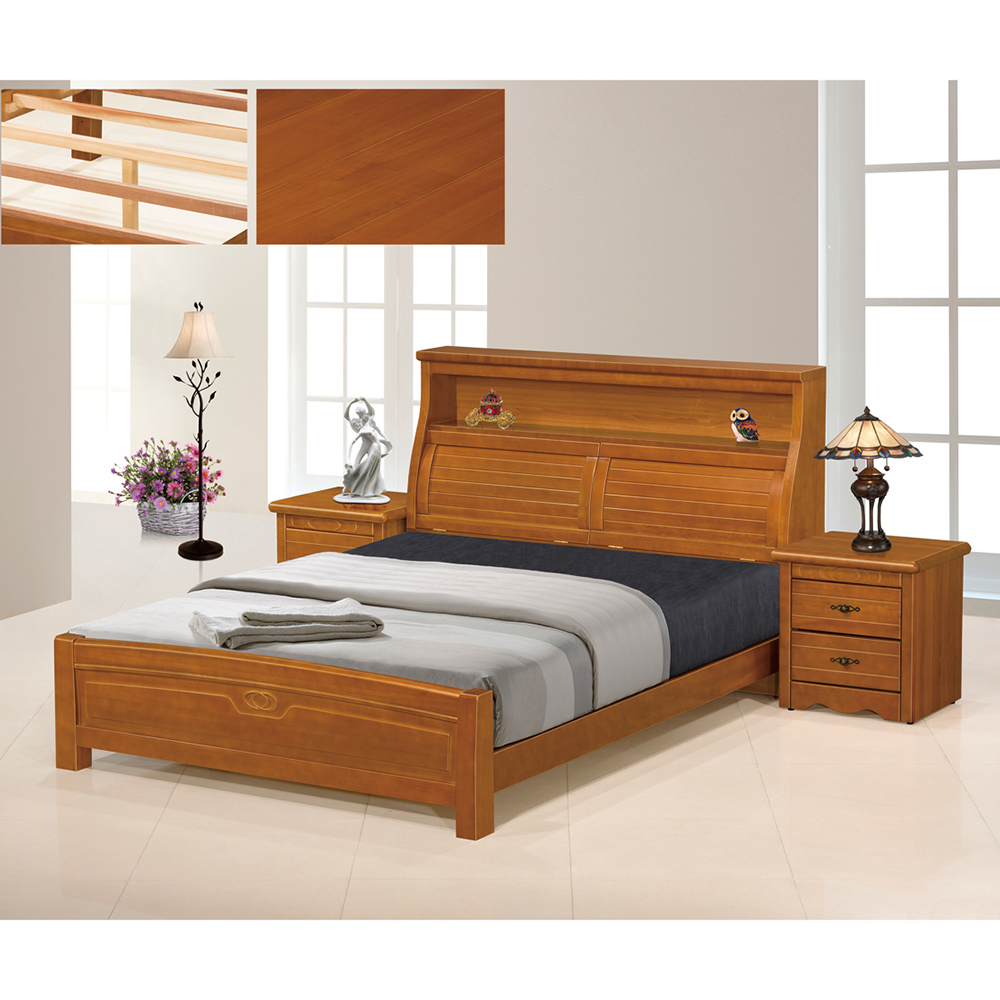 【唯熙傢俱】菲妮柚木色5尺雙人床, , large