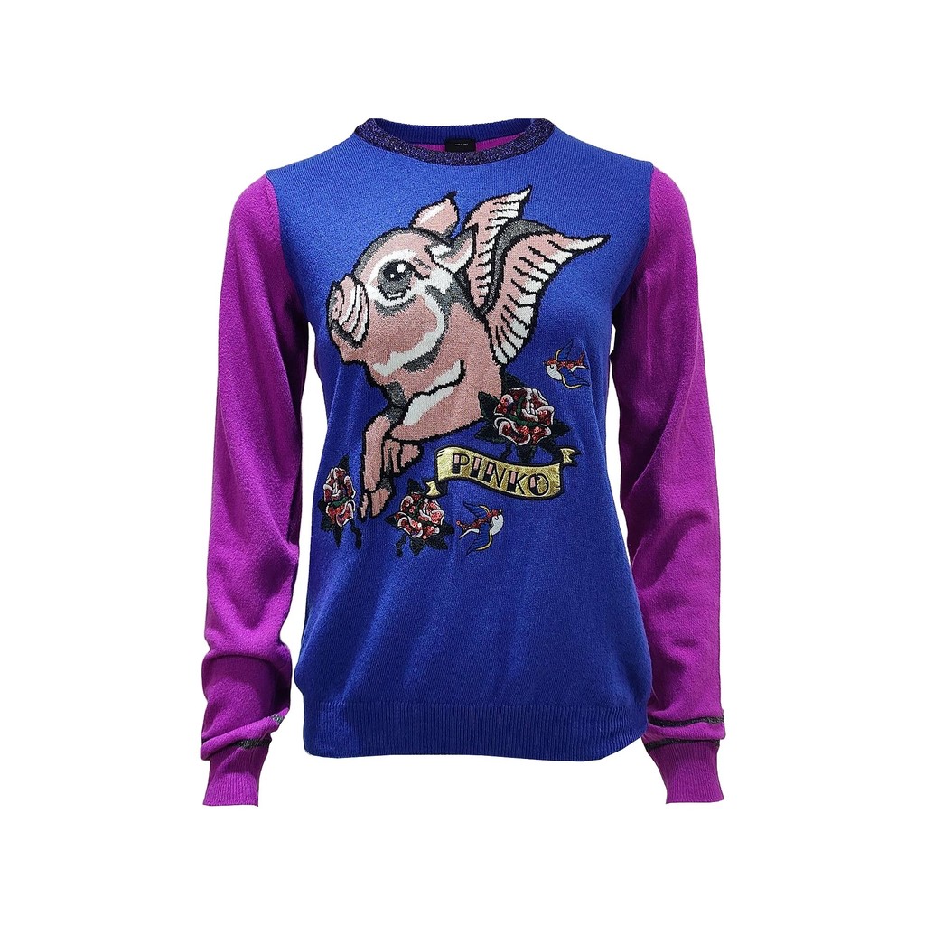 PINKO藍紫圖案長袖針織, , large