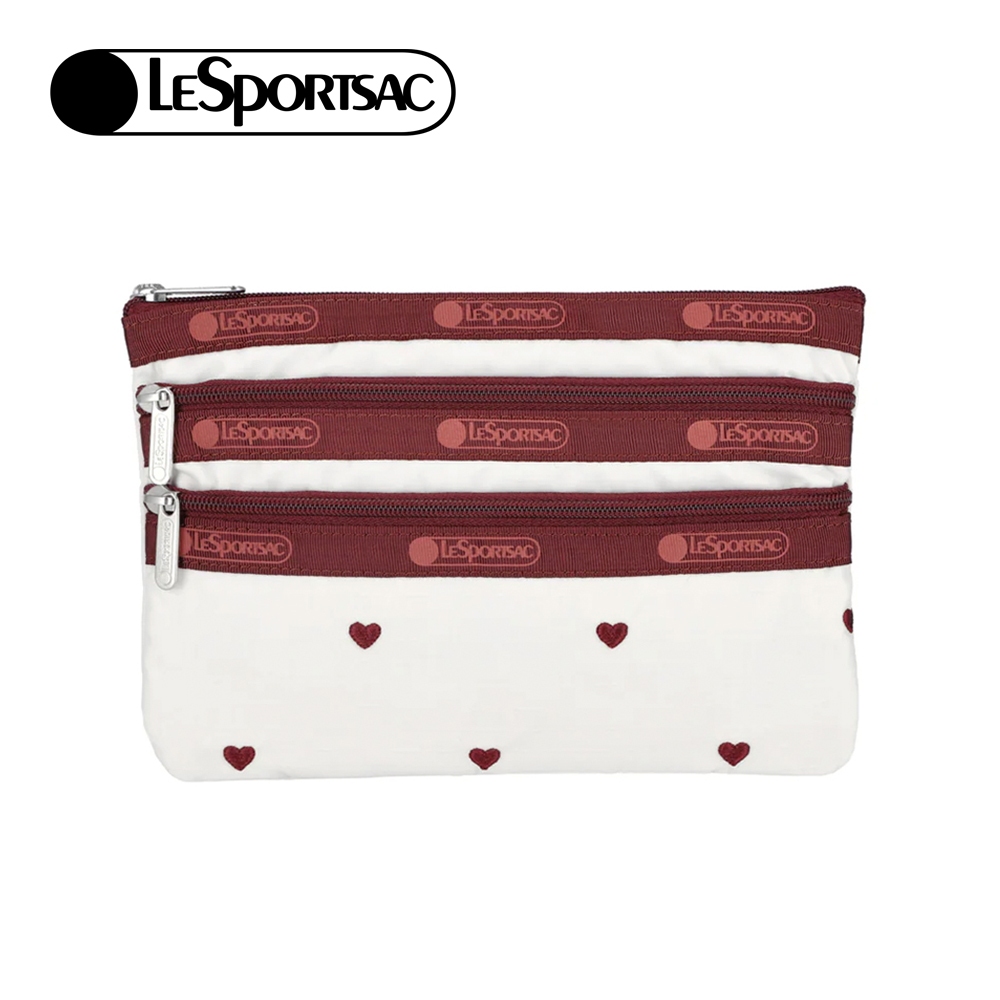 Lesportsac 3-Zip Cosmetic 三層拉鍊收納化妝包/ 莓果心