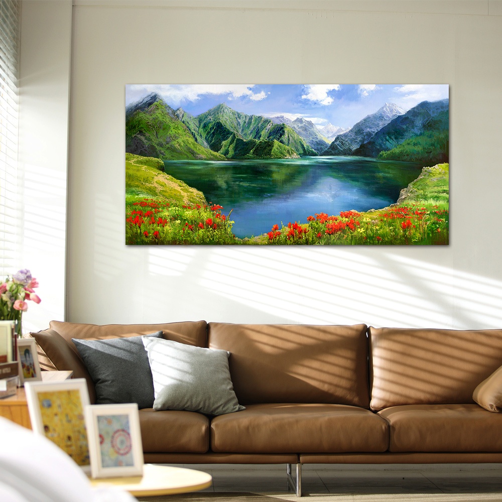 【御畫房】天池 國家一級畫師手繪油畫60×120cm(VF-128), , large