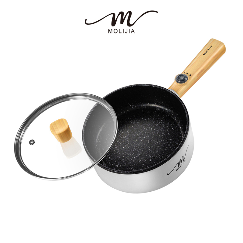 【MOLIJIA】1.6L-M18 Multifunctional Non-stick Electric Cooking Pot - White Wood Grain, , large